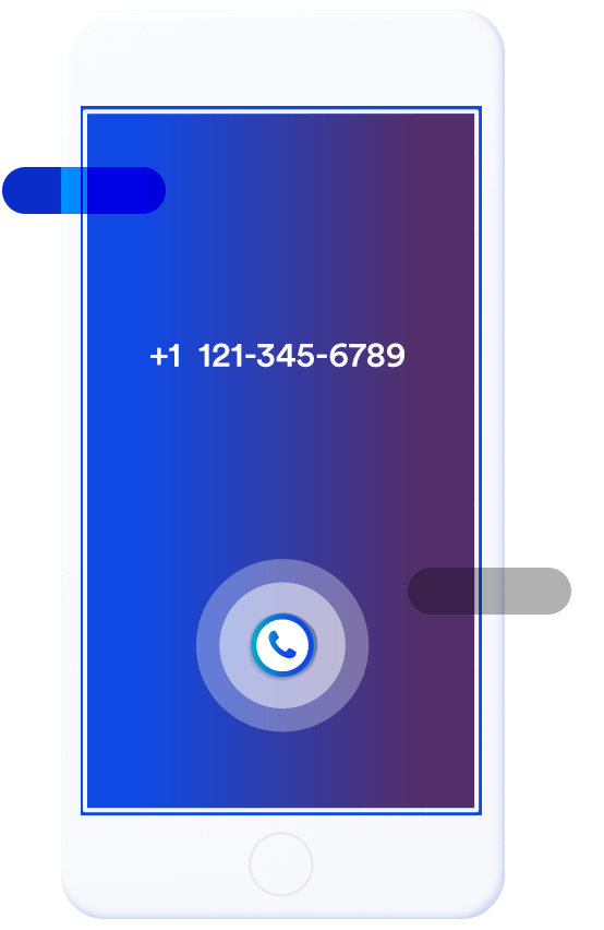 Image of a smartphone receiving a call from a virtual number