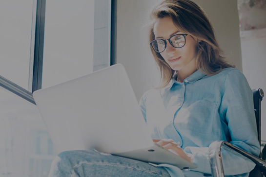 Woman using her laptop