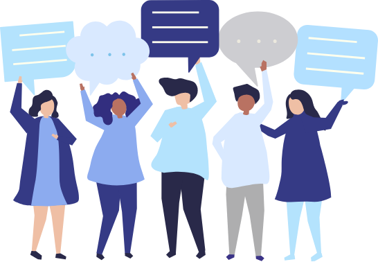 People using voice broadcasting